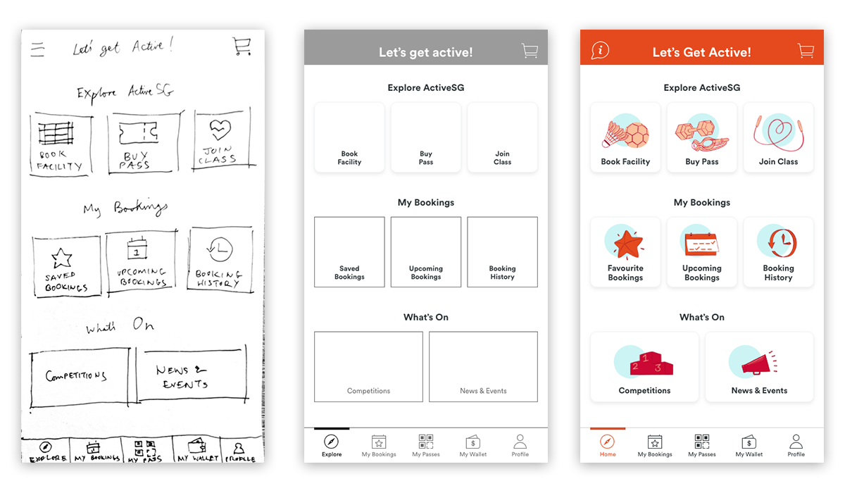 ActiveSG Homepage sketches